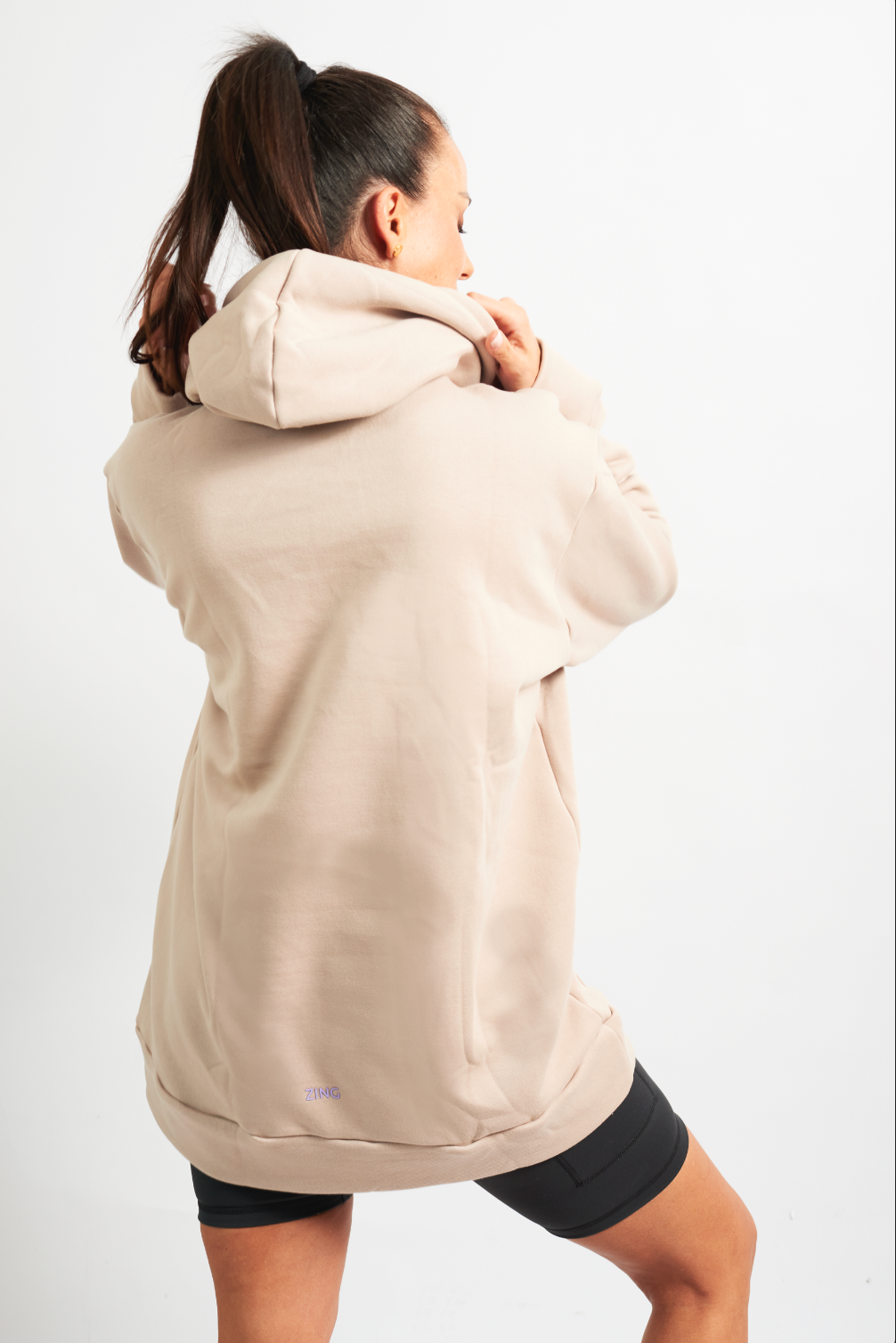 Poleron Hoodie Oversize Liviano Latte