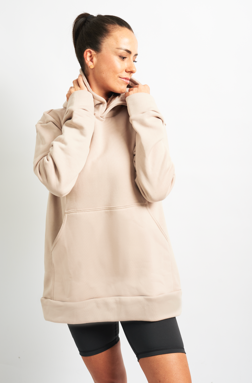 Poleron Hoodie Oversize Liviano Latte