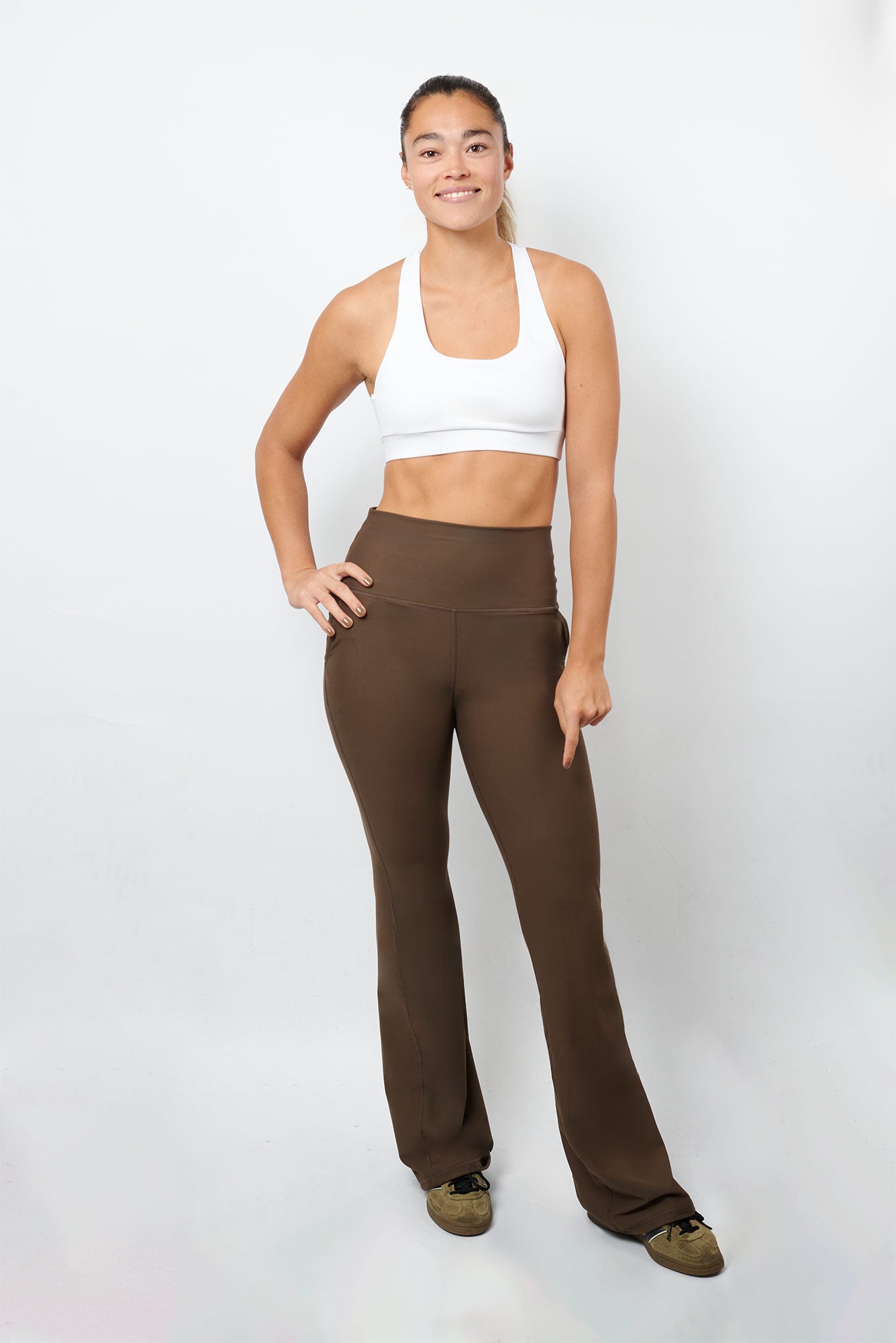 Leggins Calza Flare Mocha Cintura alta