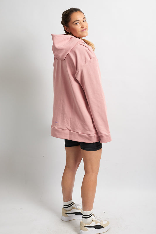 Poleron Hoodie Oversize Liviano Rosa Latte