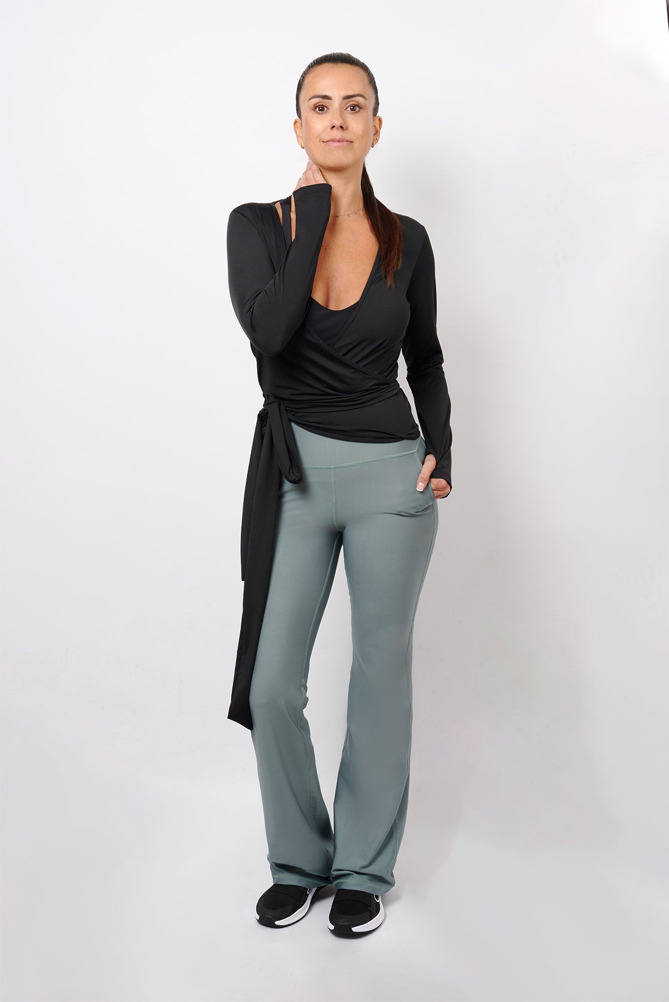 Leggins Pantalón Flare Verde Militar