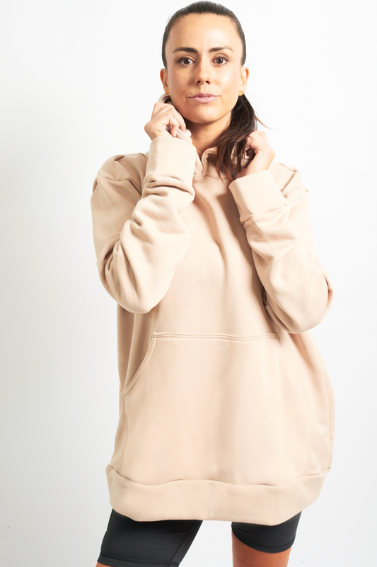 Poleron Hoodie Oversize Liviano Latte