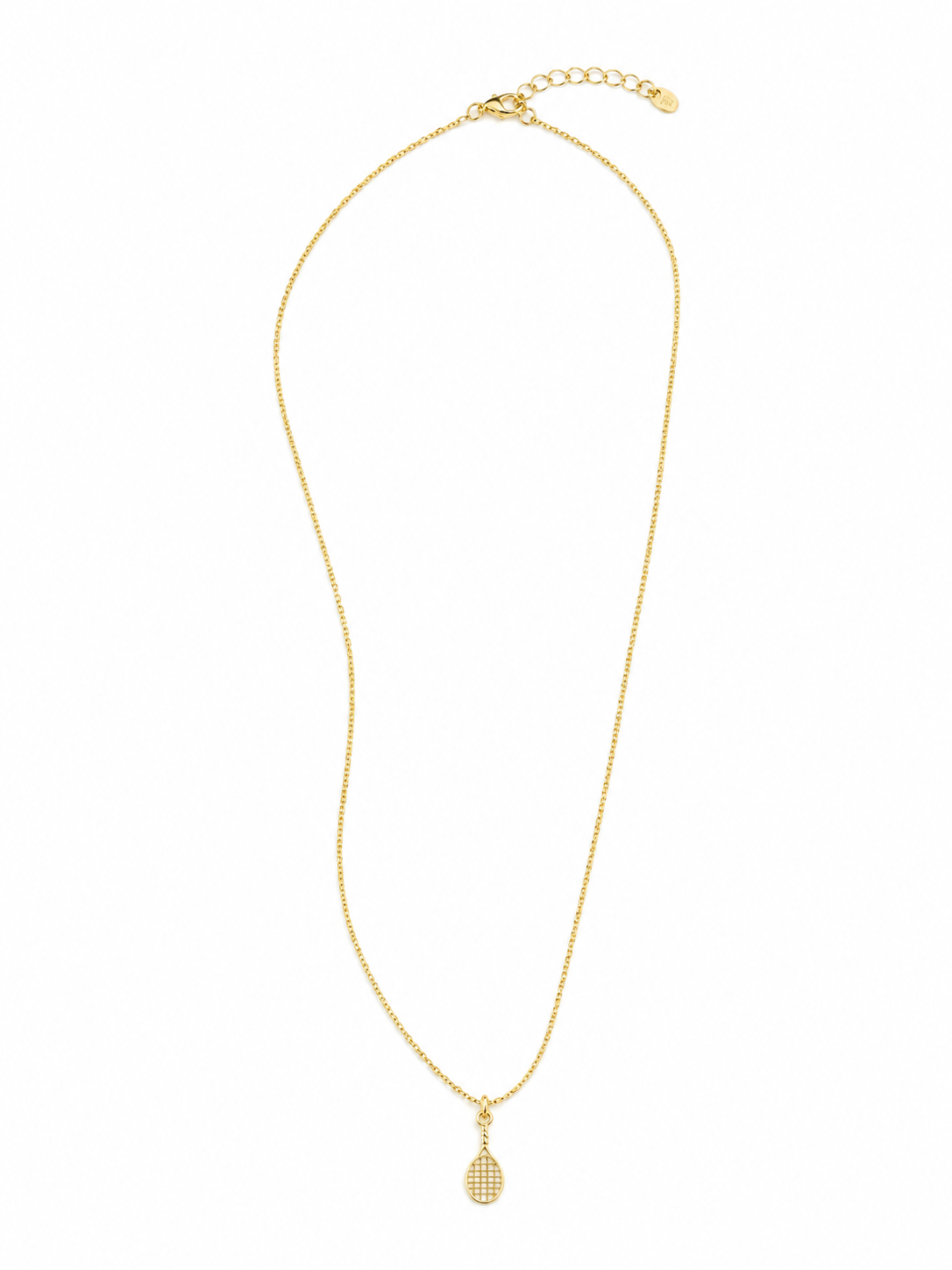 Collar dorado con dije de raqueta de tenis
