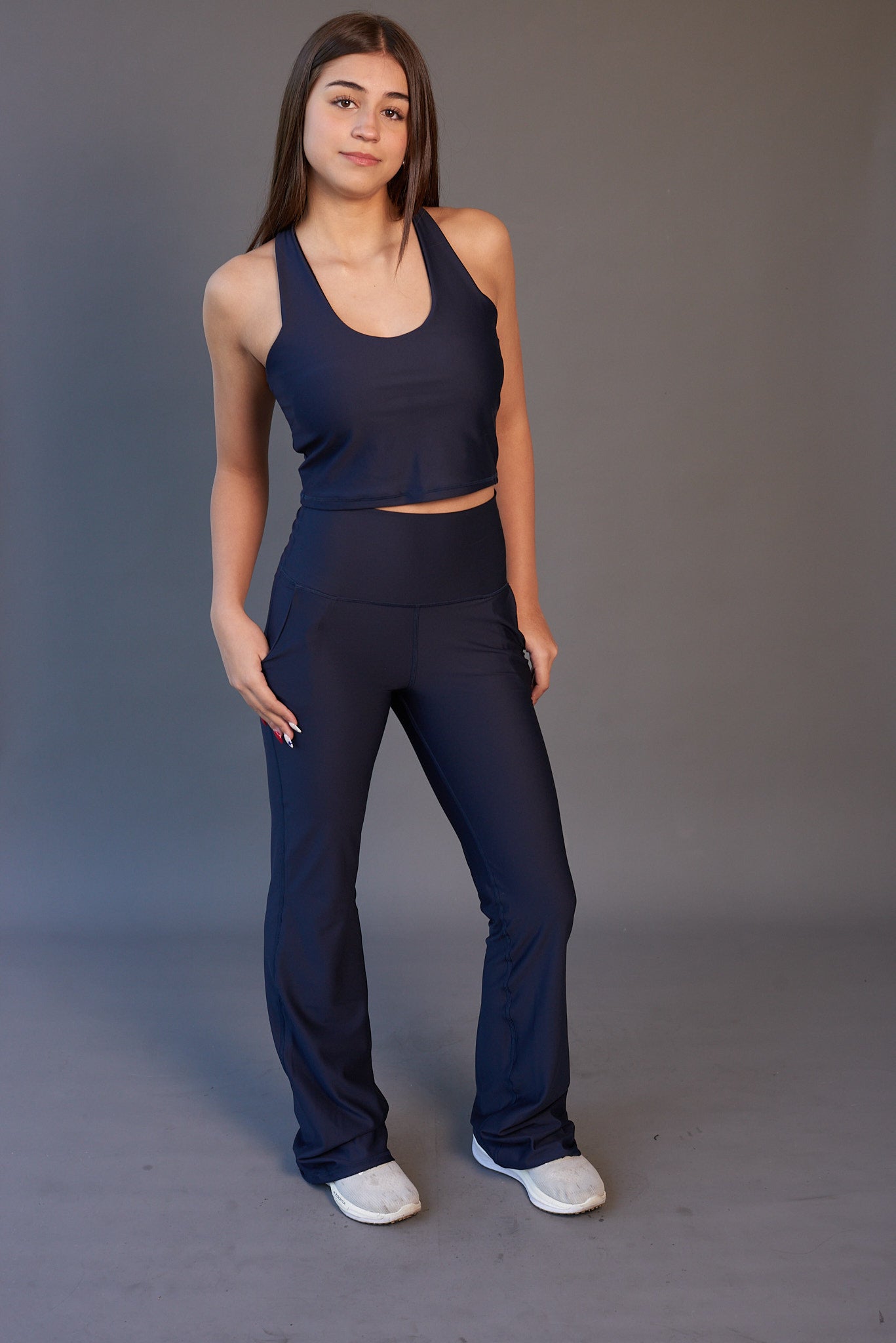 Leggins Calza Flare Azul Marino Cintura Alta