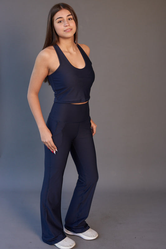 Leggins Calza Flare Azul Marino Cintura Alta